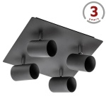 Oprawa sufitowa VENETO podtynkowa 4xGU10 kwadratowa IP20 czarna GTV 3 lata gwarancji