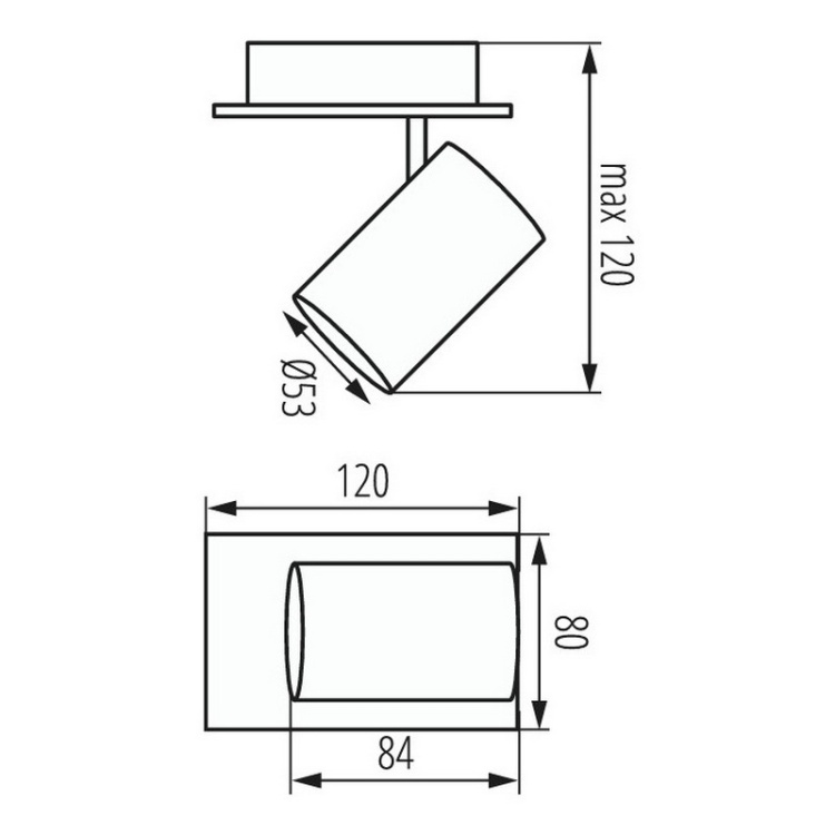 Oprawa sufitowa VENETO podtynkowa GU10 IP20 biała GTV wymiary