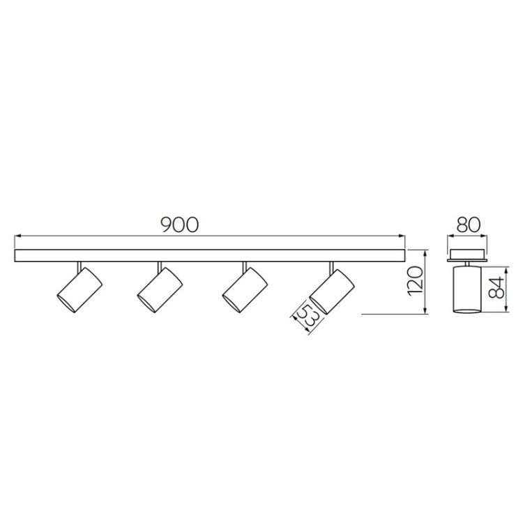 Oprawa sufitowa VENETO podtynkowa 4xGU10 IP20 biała GTV wymiary