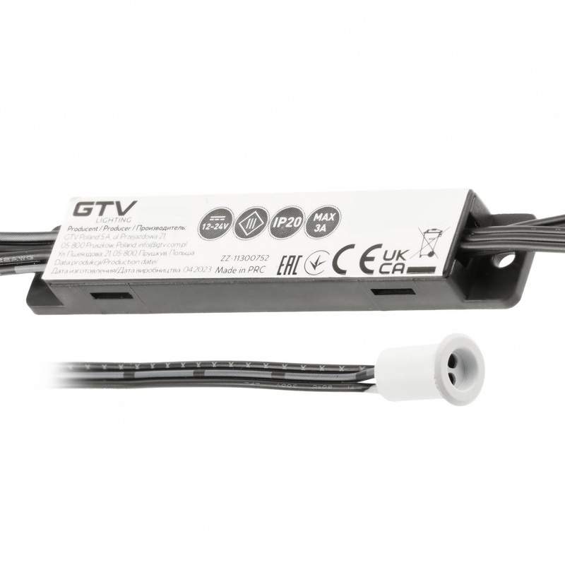 Włącznik bezdotykowy MIKRO IR 12V/24V 1 sensor przewody 2m i 1,2m biały GTV