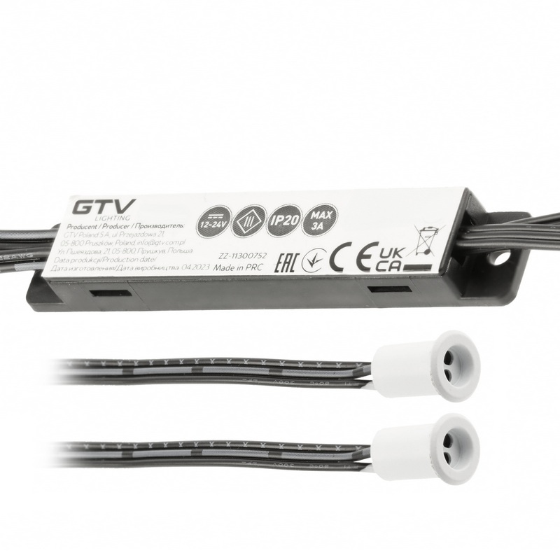Włącznik bezdotykowy MIKRO IR 12V/24V 2 sensory przewody 2m i 1,2m biały GTV