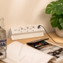 Gniazdo meblowe BASCO ładowarka USB przewód 1,5m 3x2P+Z 2xUSB schuko białe do biura
