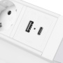 Gniazdo meblowe BASCO ładowarka USB przewód 1,5m 3x2P+Z 2xUSB schuko białe porty ładowania