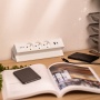 Gniazdo meblowe BASCO ładowarka USB przewód 1,5m 3x2P+Z 2xUSB białe na biurku