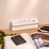 Gniazdo meblowe BASCO ładowarka USB przewód 1,5m 3x2P+Z 2xUSB białe aranżacja