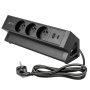Gniazdo meblowe BASCO ładowarka USB przewód 1,5m 3x2P+Z 2xUSB czarne kabel czarny