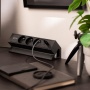 Gniazdo meblowe BASCO ładowarka USB przewód 1,5m 3x2P+Z 2xUSB czarne na biurku