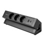 Gniazdo meblowe BASCO ładowarka USB przewód 1,5m 3x2P+Z 2xUSB schuko czarne bok