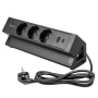 Gniazdo meblowe BASCO ładowarka USB przewód 1,5m 3x2P+Z 2xUSB schuko czarne kabel czarny