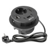 Gniazdo meblowe RONDO ładowarka USB przewód 1,5m 1x2P+Z 3xUSB 1xHDMI 1xRJ45 schuko czarne