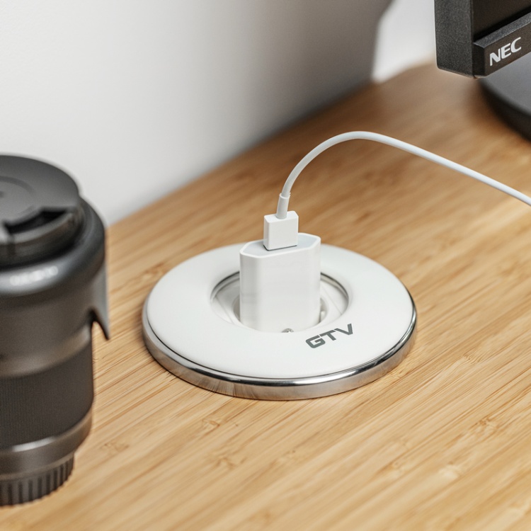 Gniazdo wpuszczane SHUTTER z przesłoną przewód 1,5m 1x2P+Z schuko białe zastosowanie