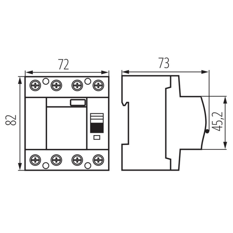 Wyłącznik różnicowoprądowy 4P KRD10-4/25/30-AC Ideal 38737 wymiary