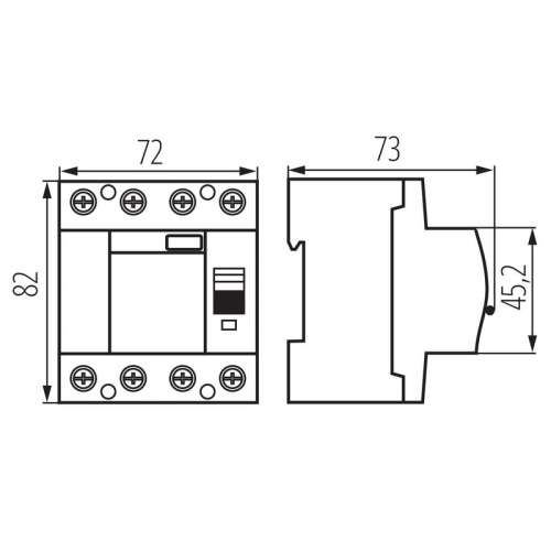 Wyłącznik różnicowoprądowy 4P KRD10-4/63/30-AC Ideal 38745 wymiary