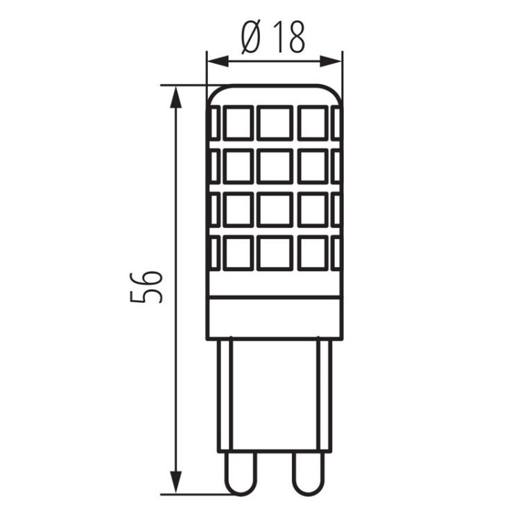 Żarówka LED G9 4,8W 600Im biała ciepła 3000K Miledo 31520 wymiary