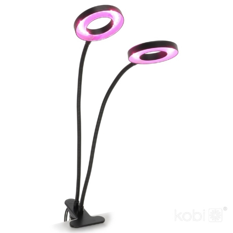 Lampa do roślin LED VITARO RING 2 CLIP 8W Kobi Design zaświecona