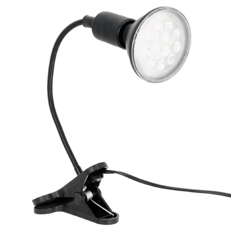 Lampka biurkowa PLANTY CLIP B 1xE27 czarna Kobi Design  przykład z żarówką