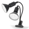 Lampka biurkowa PLANTY CLIP B DUO 2xE27 czarna Kobi Design przykład z żarówkami