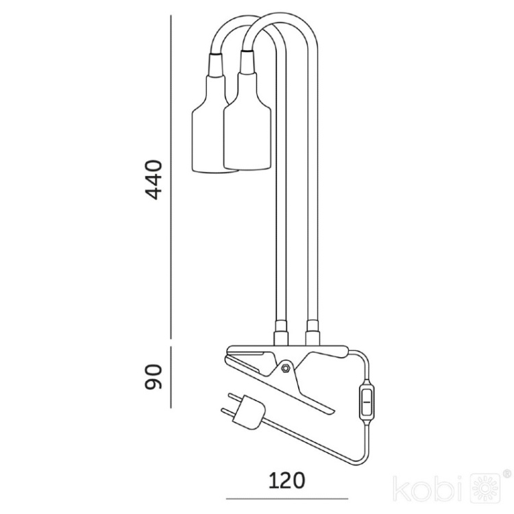 Lampka biurkowa PLANTY CLIP W DUO 2xE27 biała Kobi Design wymiary