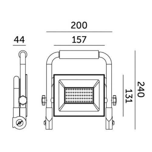 Naświetlacz LED TIGRA PORTABLE 50W 4000K IP54 Kobi wymiary