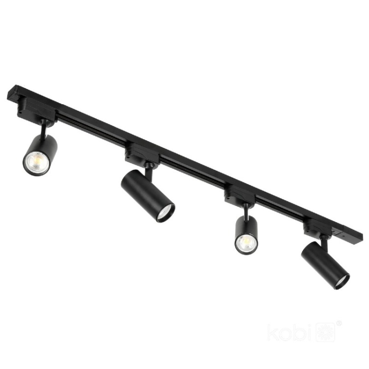 Zestaw szynoprzewód 1-obwodowy NEXTRACK GO 4xGU10 1m czarny Kobi regulowane reflektory