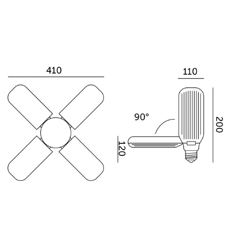 Żarówka do roślin LED PLANTY 40W E27 1200K Kobi Design wymiary