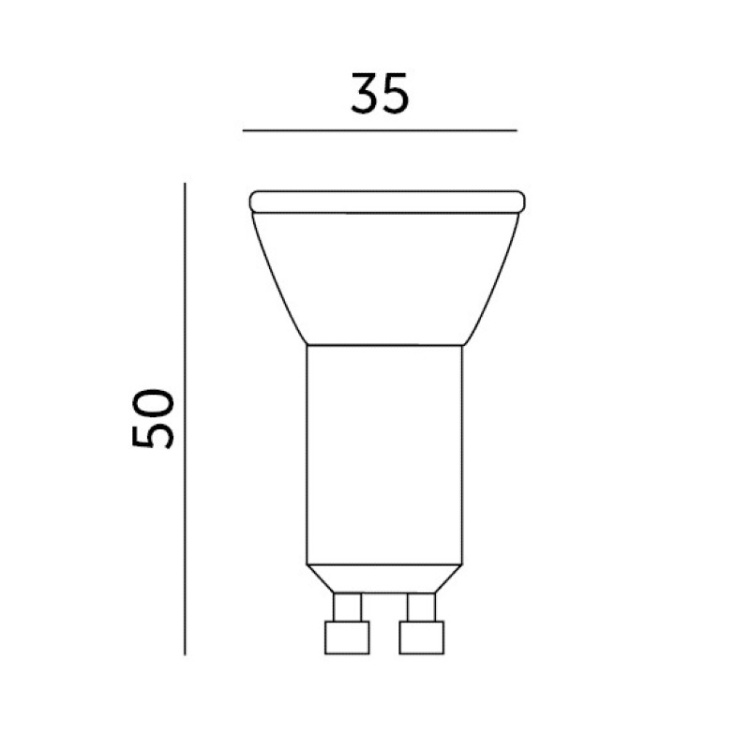 Żarówka LED MR11 4W GU10 6000K Kobi wymiary