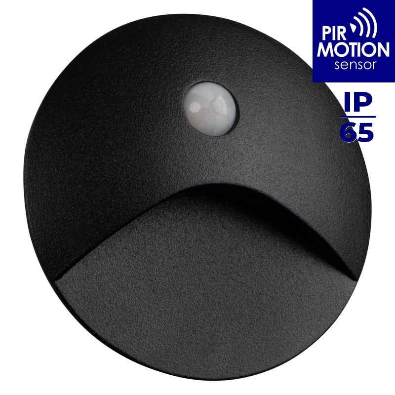 Oprawa przyschodowa LED EXIN 2.5W 3000K 50lm z czujnikiem PIR czarna IP65 Kanlux 39124