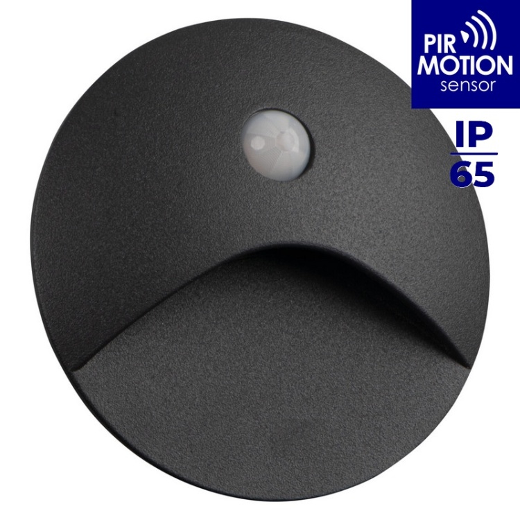 Oprawa przyschodowa LED EXIN 2.5W 3000K 50lm z czujnikiem PIR szara IP65 Kanlux 39125