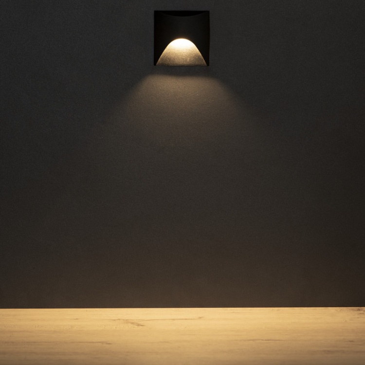 Oprawa przyschodowa LED EXIN 2.5W 3000K 50lm czarna kwadratowa IP65 Kanlux 39127 sposób rozświetlenia