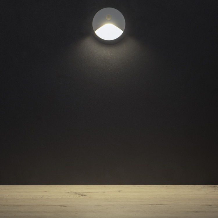 Oprawa przyschodowa LED EXIN 2.5W 4000K 50lm z czujnikiem PIR biała okrągła IP65 Kanlux 39135 sposób rozświetlenia