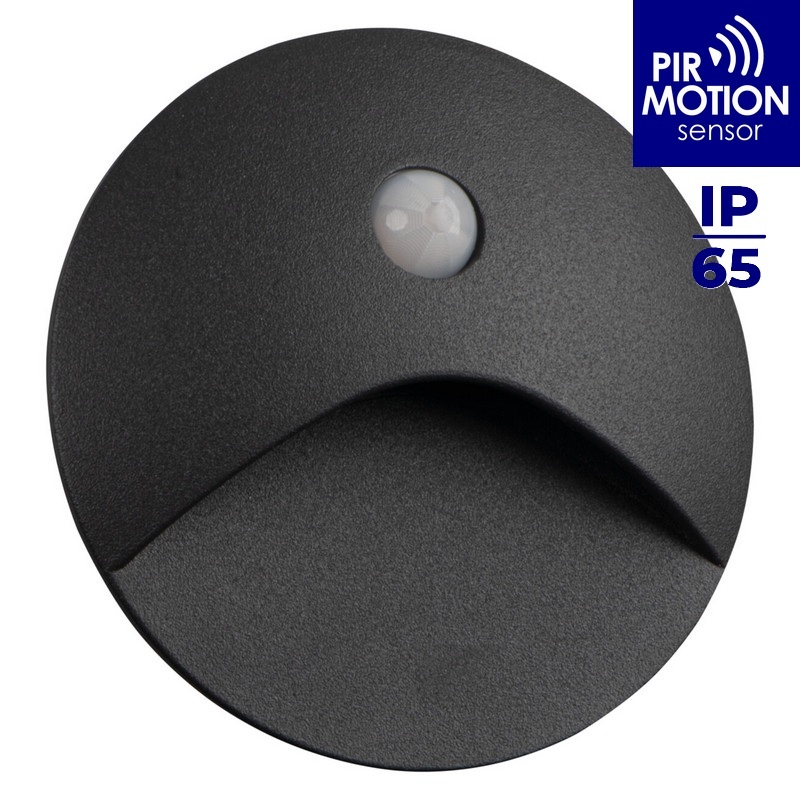 Oprawa przyschodowa LED EXIN 2.5W 4000K 50lm z czujnikiem PIR szara okrągła IP65 Kanlux 39137