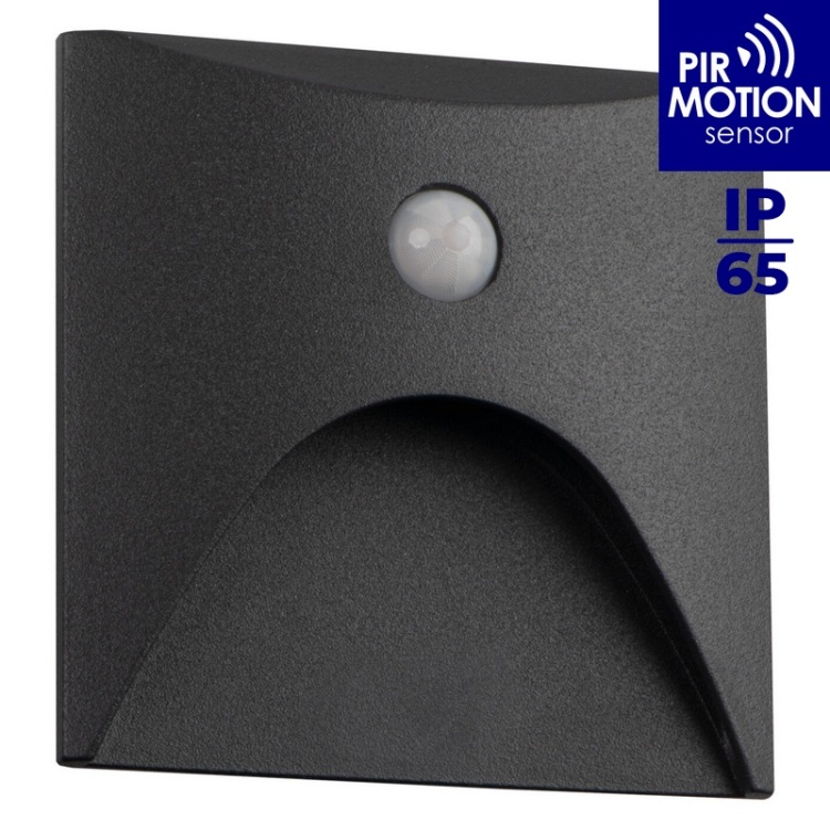 Oprawa przyschodowa LED EXIN 2.5W 4000K 50lm z czujnikiem PIR szara kwadratowa IP65 Kanlux 39143