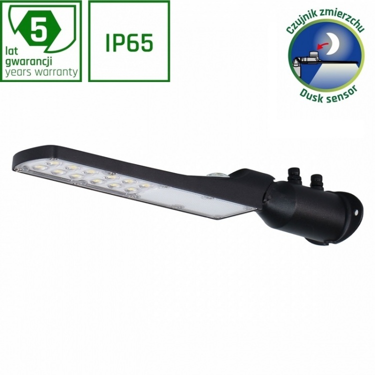 Lampa uliczna LED STREETOS SLIM 30W czarna – widok z przodu
