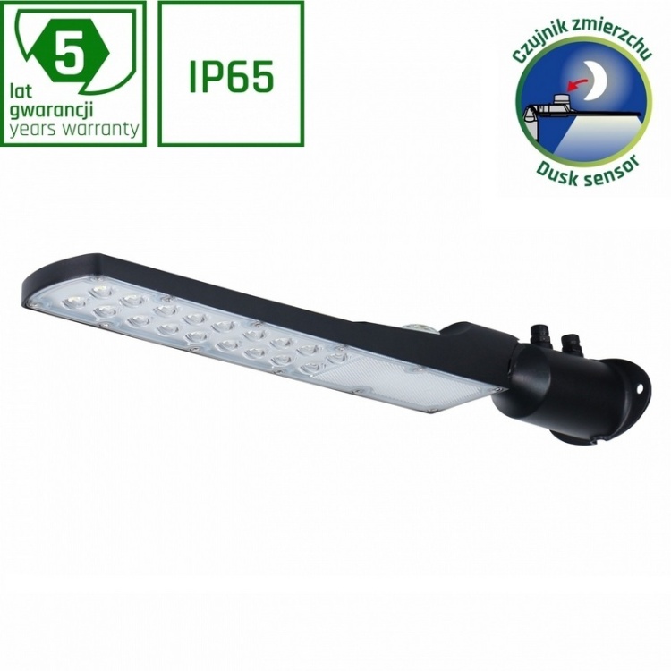 Lampa uliczna LED STREETOS SLIM 50W czarna – widok z przodu