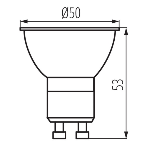 Żarówka LED XLED GU10 6.5W 850lm b. zimna 6500K 100º Kanlux wymiary