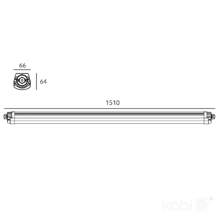 Oprawa liniowa hermetyczna LED LUMEXO 50W 4000K IP65 biała Kobi Pro wymiary