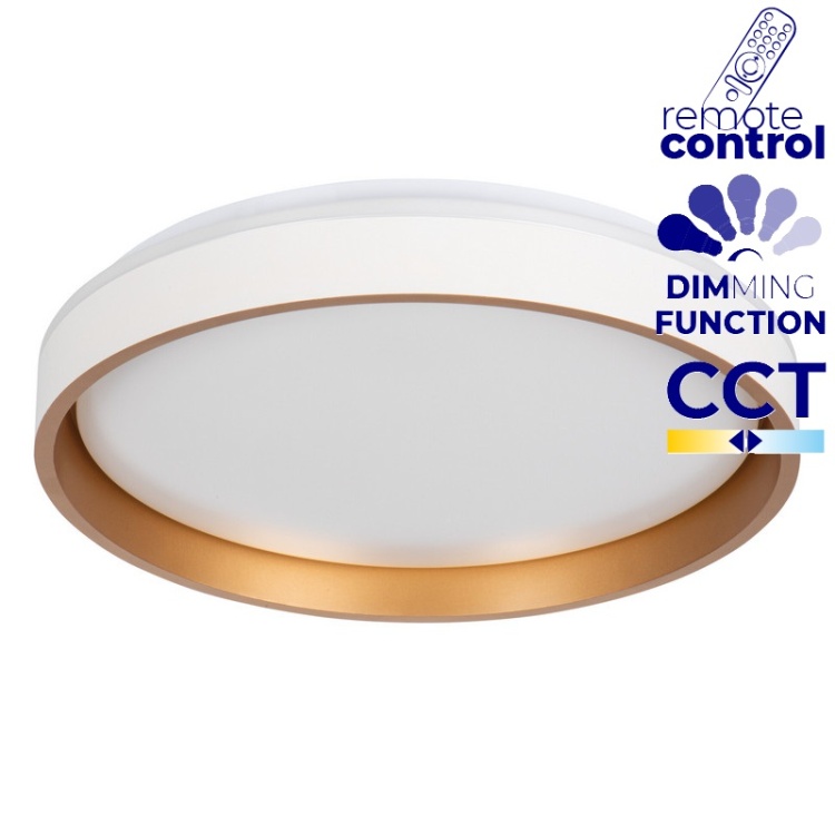 Plafon sufitowy LED SOLN 25W CCT 1460lm ściemnialna biało-złoty Kanlux 39110 CRI90