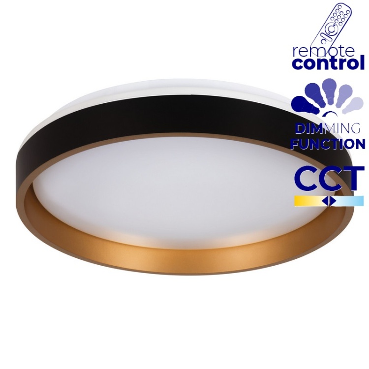 Plafon sufitowy LED SOLN 25W CCT 1460lm CRI90 ściemnialna czarno-złoty Kanlux 39111