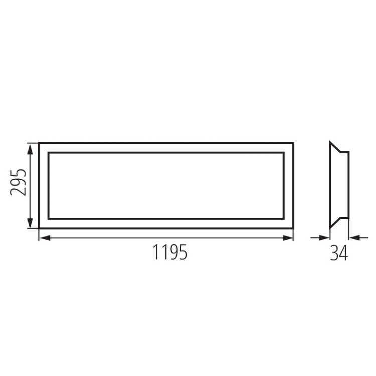 Panel LED BLINGO UIP 40W 5000lm 4000K CRI90 120x30 IP54 podtynkowy – bez zasilacza w komplecie, niskie olśnienie Kanlux wymniary