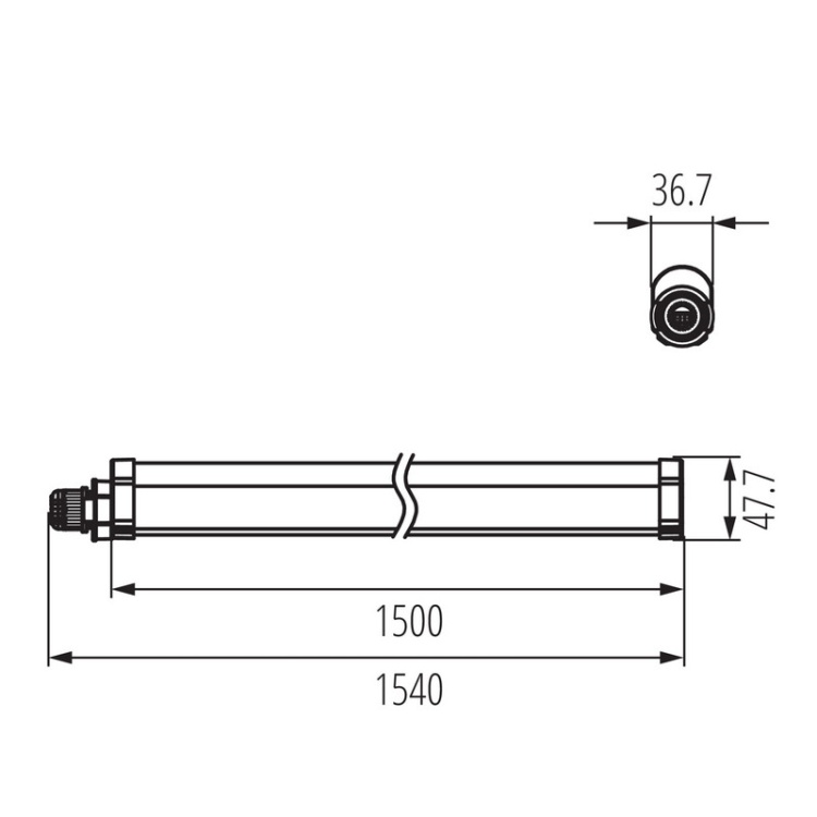Oprawa liniowa LED TP SLIM N 50W biała neutralna 4000K 6000lm końcowa IP65 Kanlux wymiary