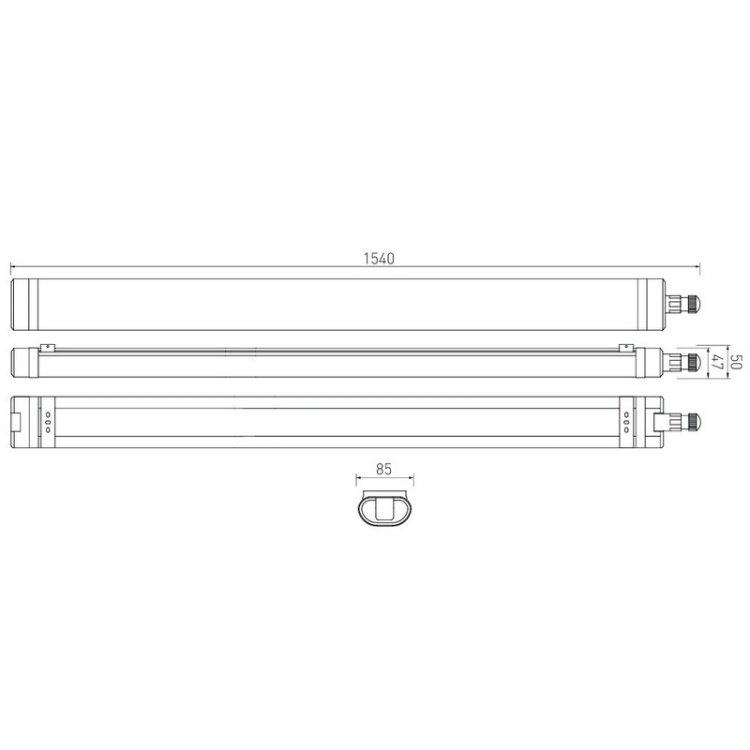 Oprawa hermetyczna LED OMNIA BIS 70W 4000K 7000lm IP65 1540mm GTV OMN150-70B wymiary