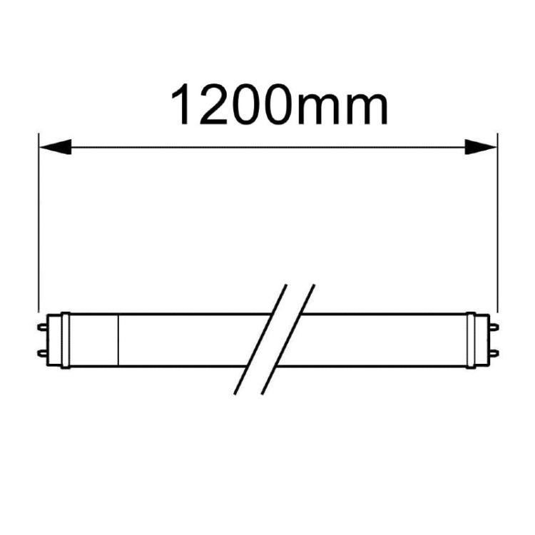 Świetlówka LED Philips T8 LEDtube Ecofit 120cm 16W 865 6500K 1600lm wymiary