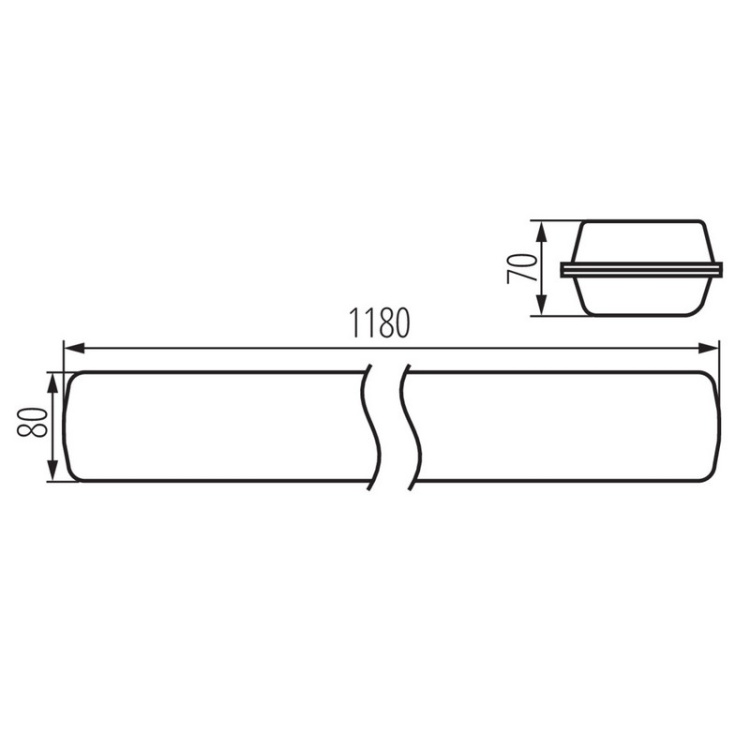 Oprawa pyłoszczelna LED MAH LED HI 26W 3900lm 4000K IP65 120cm ryflowany klosz Kanlux 22609 wymiary
