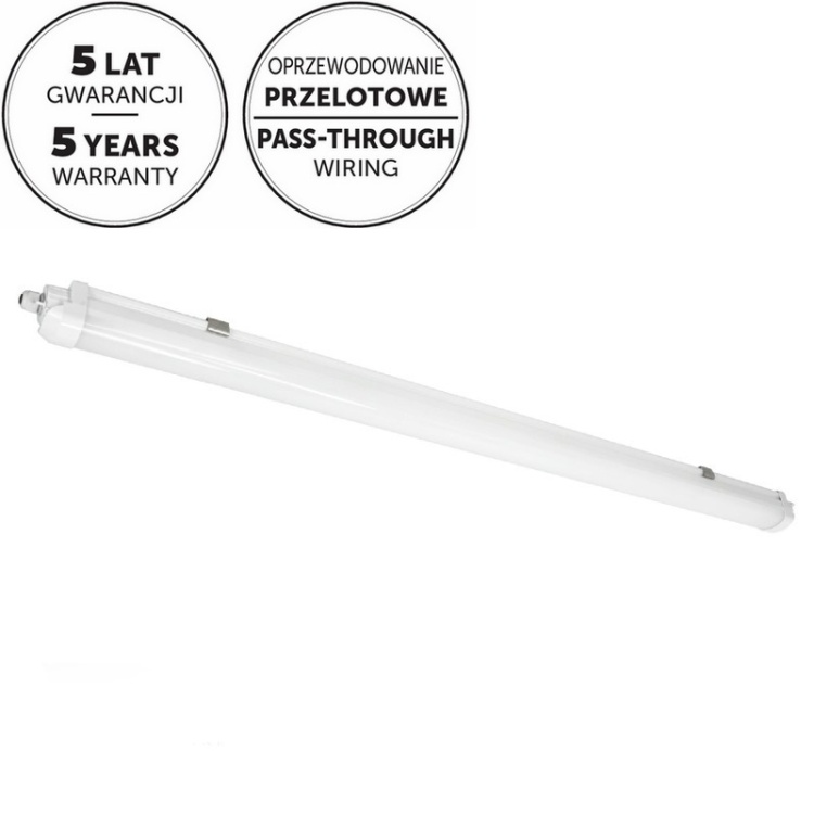 Oprawa liniowa hermetyczna LED LUMEXO 50W 6500lm 4000K IP65 biała Kobi Pro 5 lat