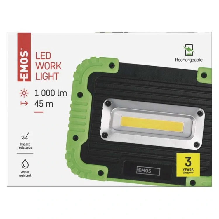 Naświetlacz LED ładowalny EMOS P4533 10W 4000K 1000lm IP44 17cm EMOS opakowanie przód