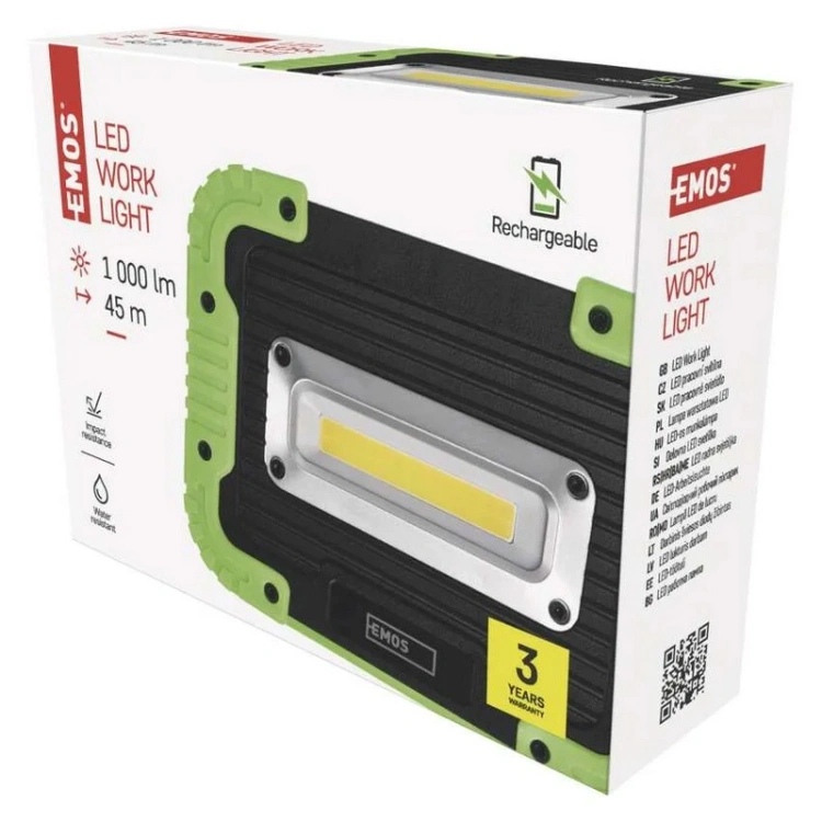 Naświetlacz LED ładowalny EMOS P4533 10W 4000K 1000lm IP44 17cm EMOS opakowanie
