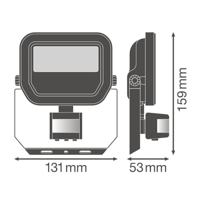 Naświetlacz LED FL PFM 10W 4000K SYM 100 S BK 1200lm IP65 z czujnikiem Ledvance wymiary