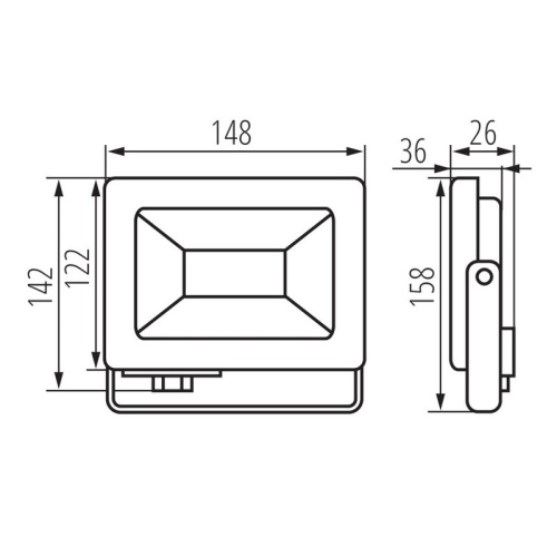 Naświetlacz LED ANTEM LED 30W-NW B 30W 4000K 2400lm IP65 Kanlux 33202 wymiary