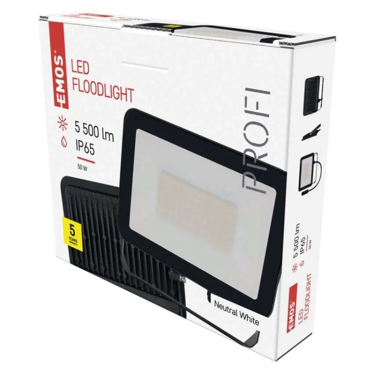 Naświetlacz LED PROFI 50W neutralna biel 4000K 5500lm IP65 Emos ZS2642 opakowanie