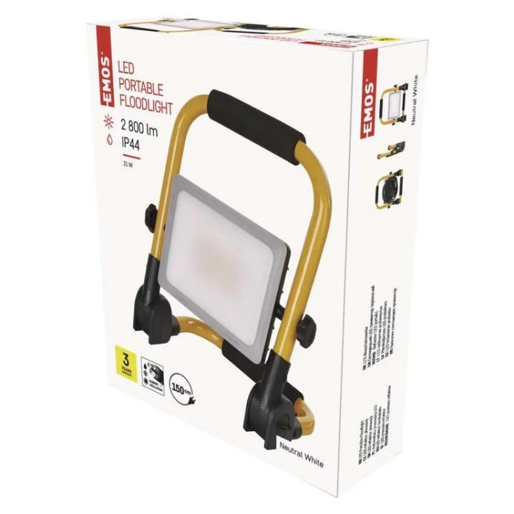 Naświetlacz LED przenośny 31W 4000K 2800lm IP44 Emos ZS3332 opakowanie
